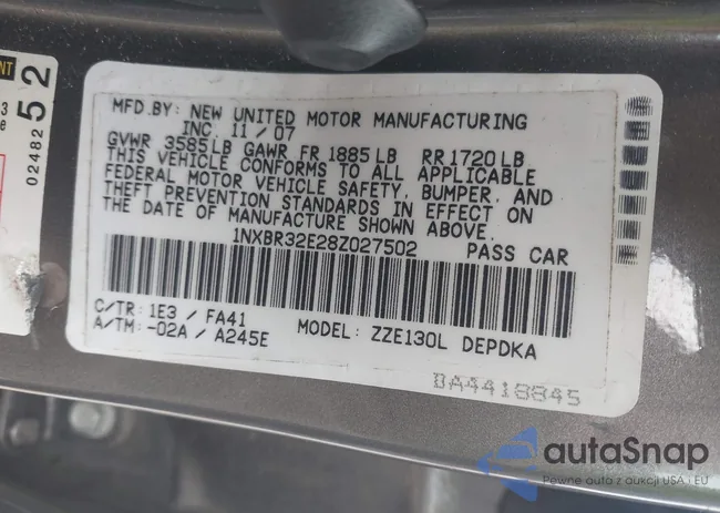 1NXBR32E28Z027502: 44097378