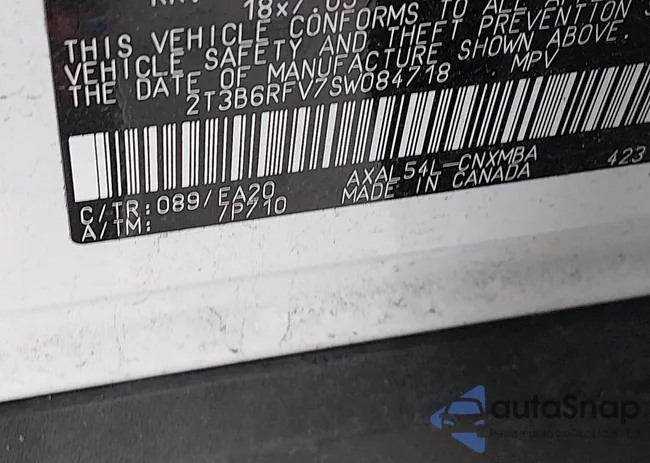 2T3B6RFV7SW084718: 44097431