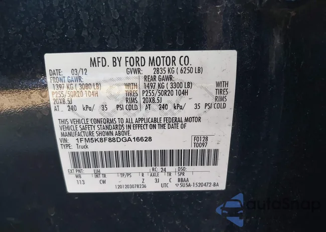 1FM5K8F88DGA16628: 44097504