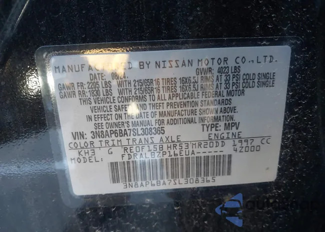 3N8AP6BA7SL308365: 44098658