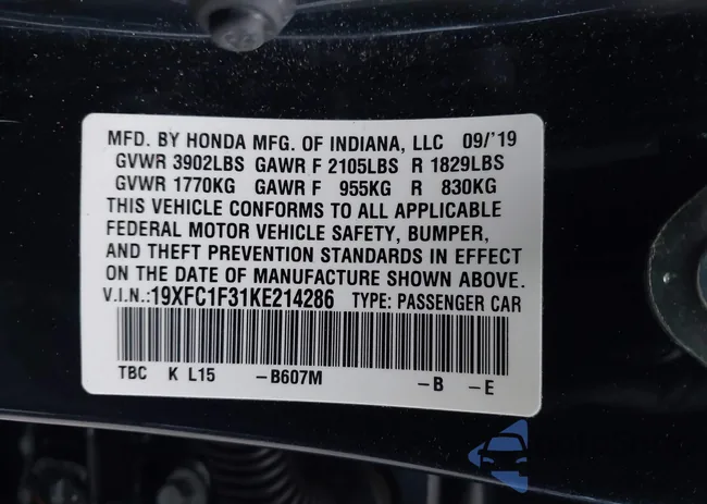 19XFC1F31KE214286: 44098772