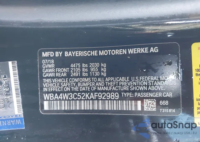 WBA4W3C52KAF92989: 44098845