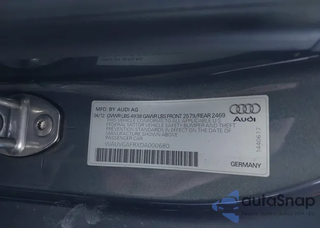 WAUVGAFRXDA000680: 44098868