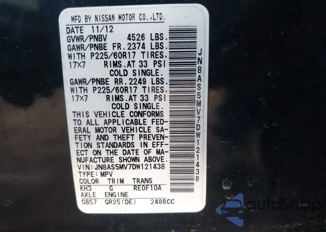 JN8AS5MV7DW121438: 44099049