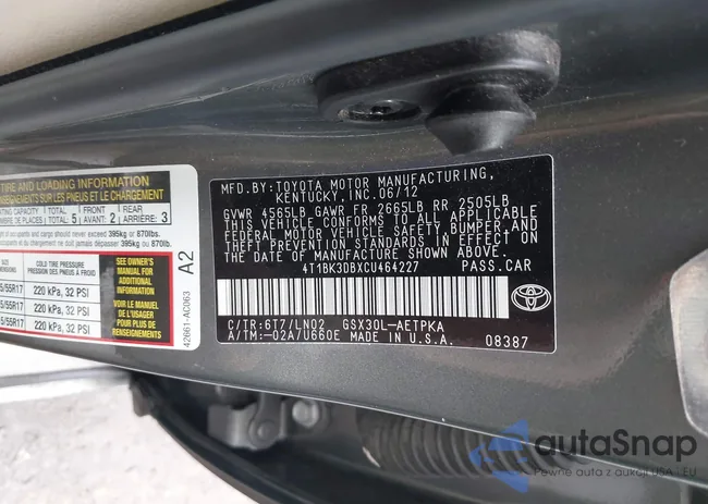 4T1BK3DBXCU464227: 44099072