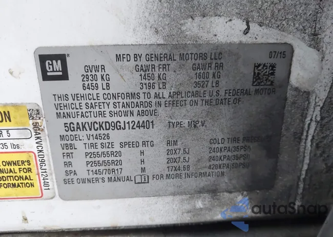 5GAKVCKD9GJ124401: 44099080