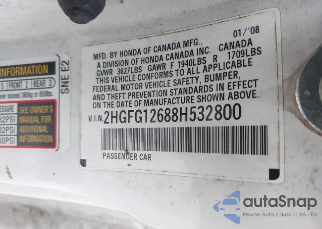 2HGFG12688H532800: 44098191