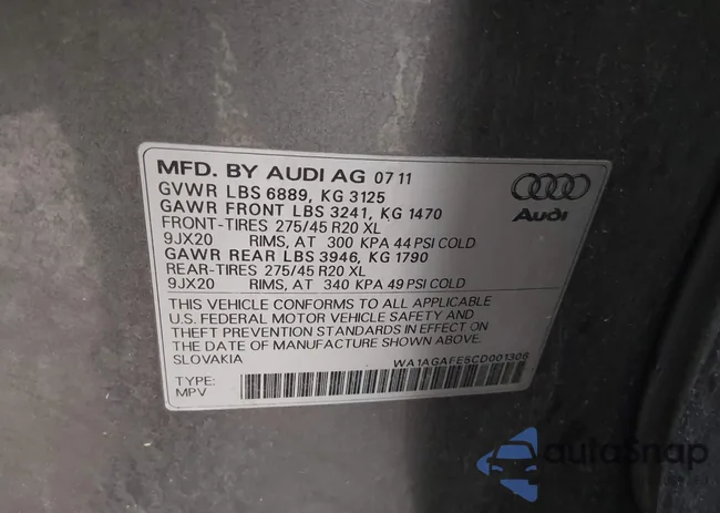 WA1AGAFE5CD001306: 44098229