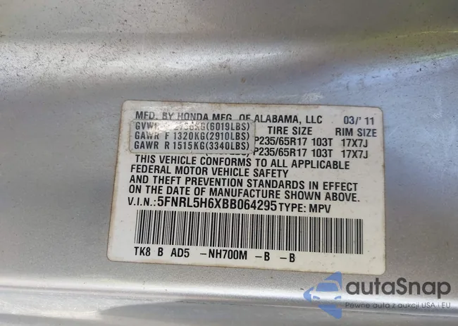 5FNRL5H6XBB064295: 44098294