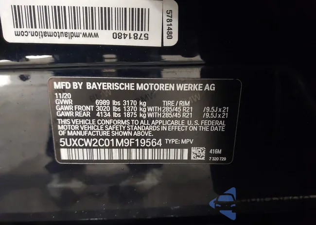 5UXCW2C01M9F19564: 44098344