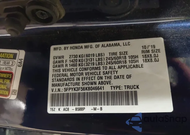 5FPYK3F56KB046641: 44099649