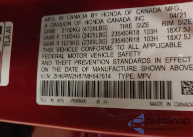 2HKRW2H87MH647614: 44099669