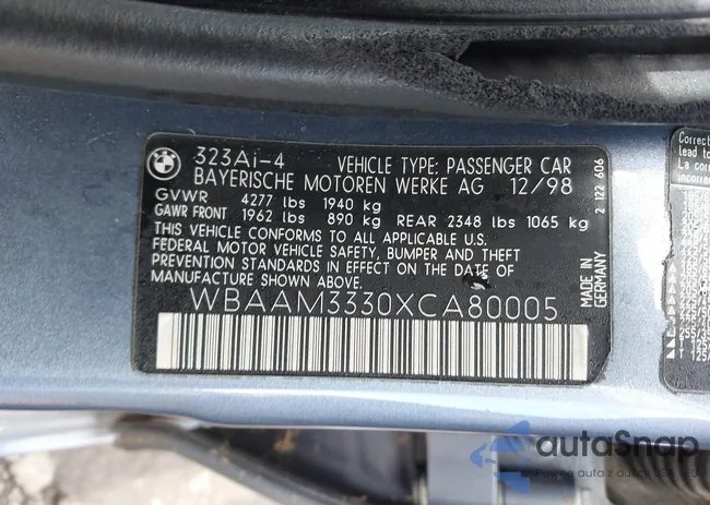 WBAAM3330XCA80005: 44099820