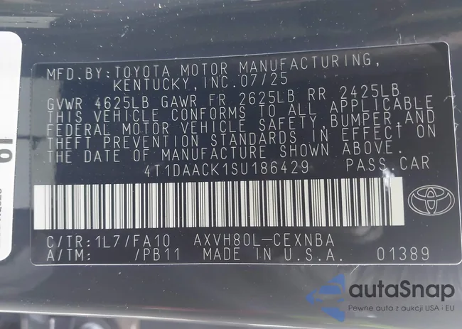 4T1DAACK1SU186429: 44099167