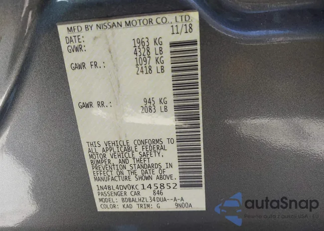 1N4BL4DV0KC145852: 44099284