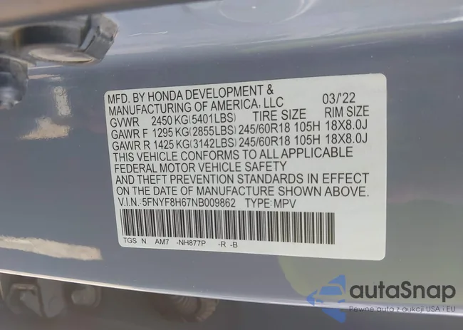 5FNYF8H67NB009862: 44099397