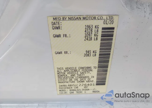 1N4BL4BV5LC226401: 44099471