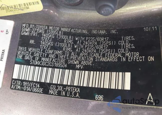 5TDKK3DC2CS189504: 44099503