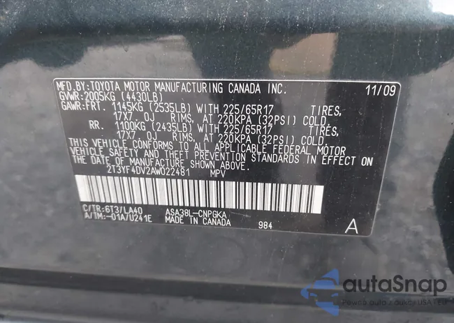 2T3YF4DV2AW022481: 44099521