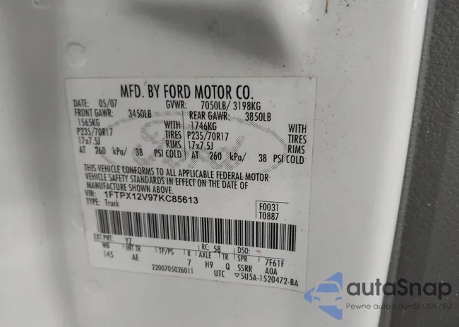 1FTPX12V97KC85613: 44100569