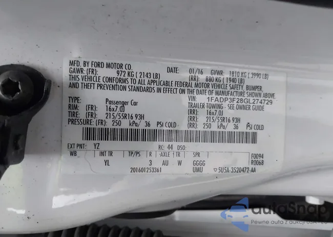 1FADP3F28GL274729: 44100646