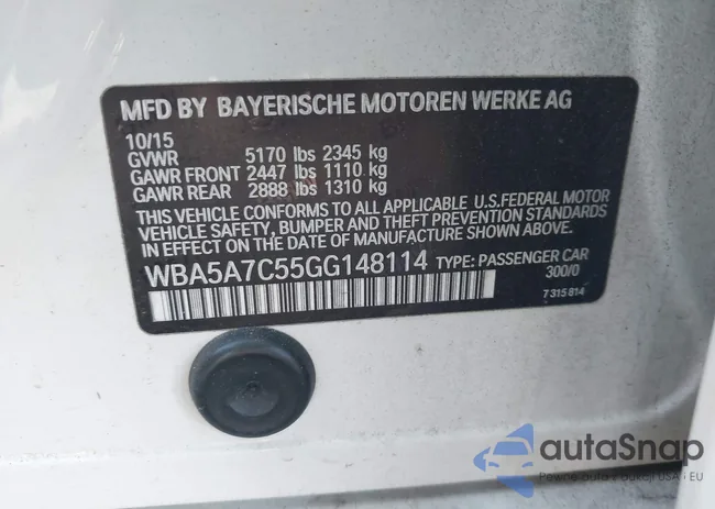 WBA5A7C55GG148114: 44100712