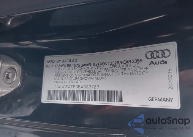 WAUGFAFR0BA083769: 44100814