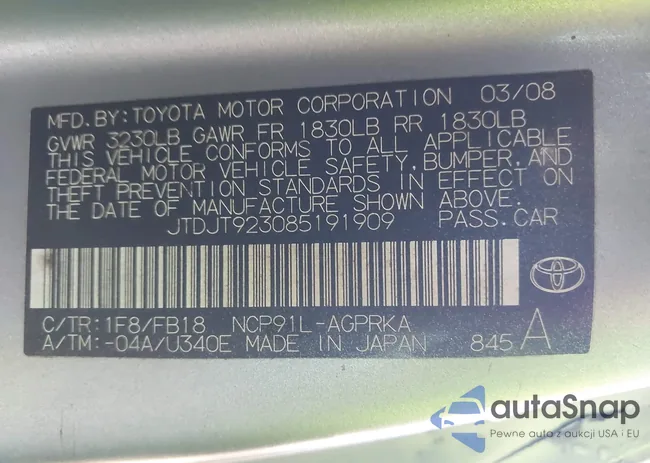 JTDJT923085191909: 44100853