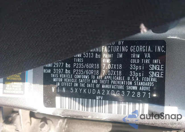 5XYKUDA2XDG372871: 44100861