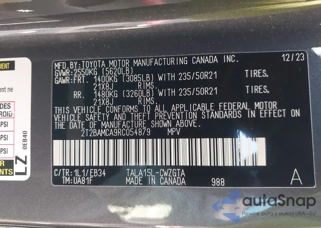 2T2BAMCA9RC054879: 44100935