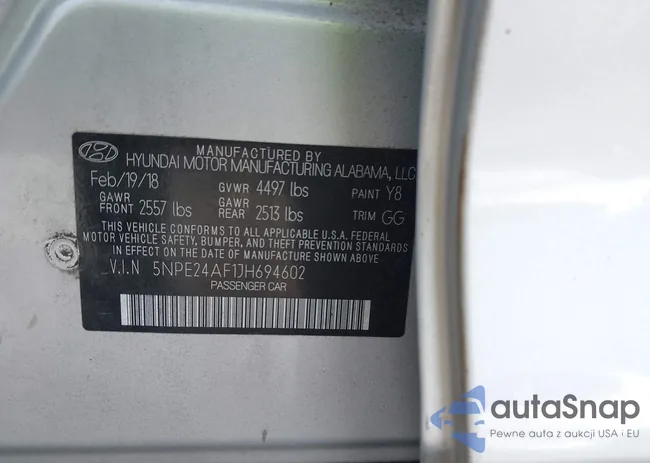 5NPE24AF1JH694602: 44101018