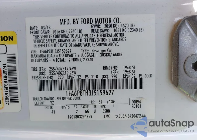 1FA6P8TH3J5159627: 44101021