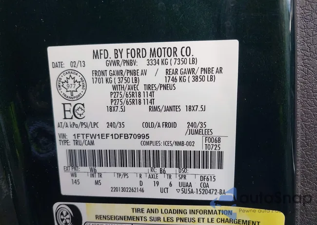 1FTFW1EF1DFB70995: 44101086