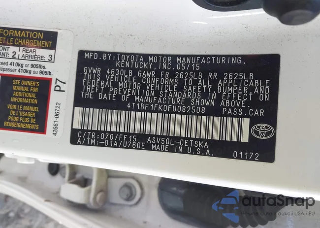 4T1BF1FK0FU082508: 44101103