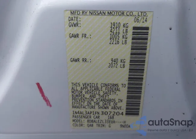 1N4AL3AP1FN307204: 44100169