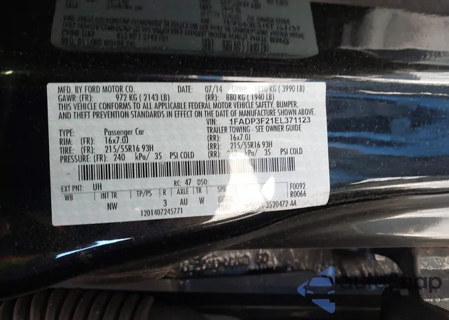 1FADP3F21EL371123: 44100283