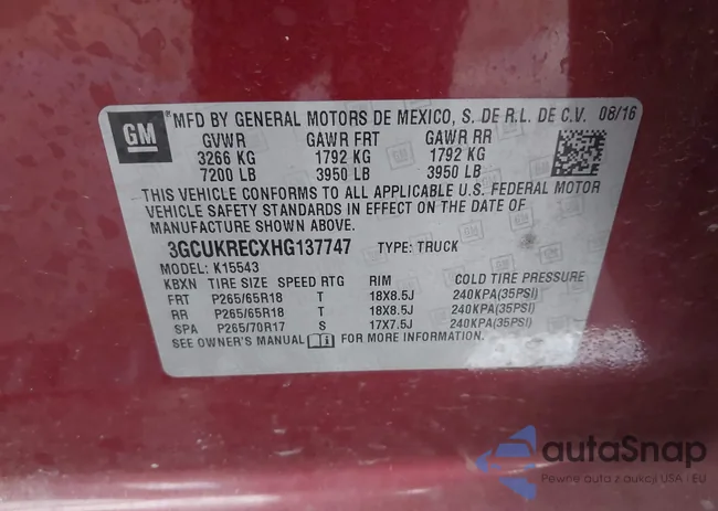 3GCUKRECXHG137747: 44100319