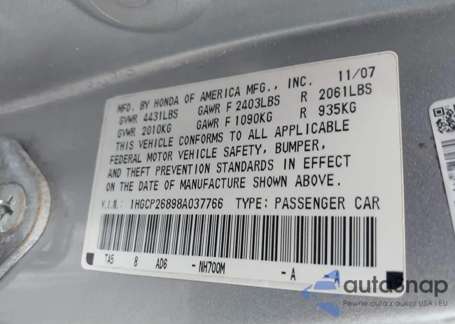 1HGCP26898A037766: 44100422