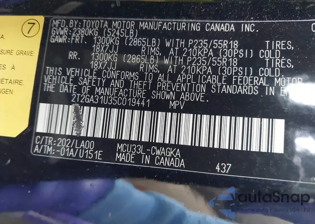 2T2GA31U35C019441: 44100462