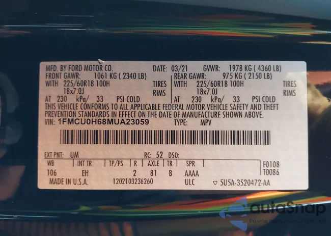 1FMCU0H68MUA23059: 44101627