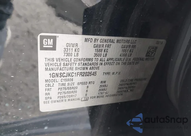 1GNSCJKC1FR202645: 44101668