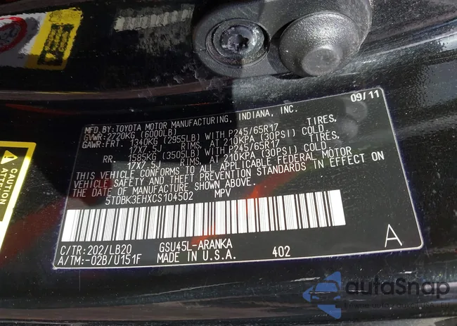 5TDBK3EHXCS104502: 44101687