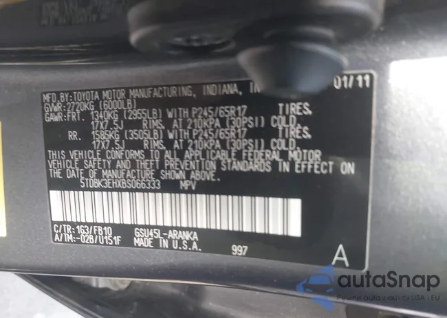 5TDBK3EHXBS066333: 44101695