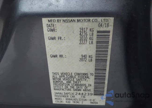 1N4AL3AP5JC244239: 44101815