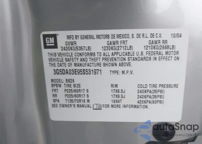 3G5DA03E95S531971: 44101904