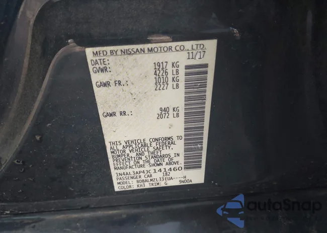 1N4AL3AP4JC141460: 44101910