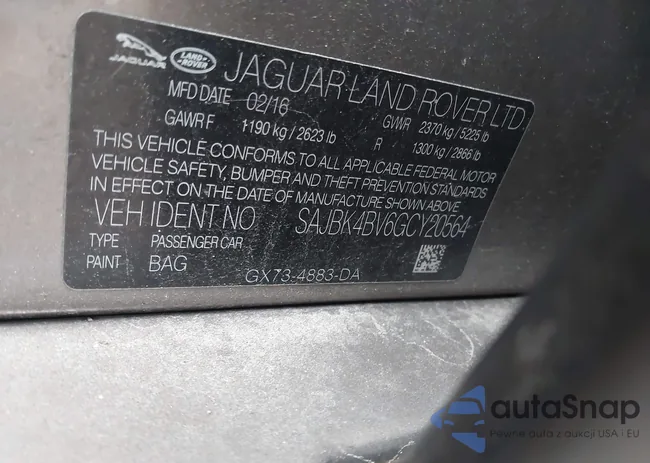 SAJBK4BV6GCY20564: 44101985