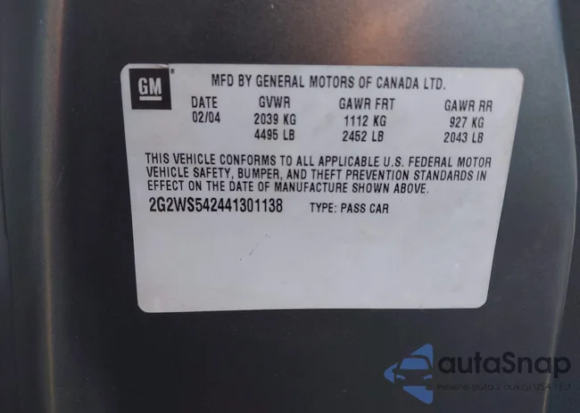 2G2WS542441301138: 44102007