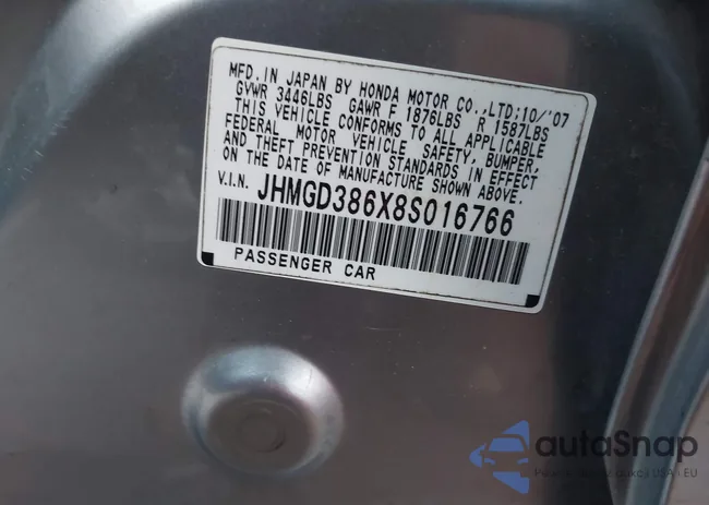 JHMGD386X8S016766: 44101244