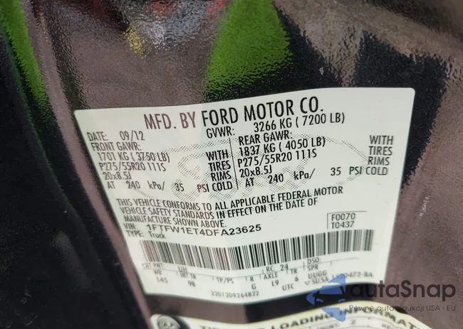 1FTFW1ET4DFA23625: 44101261